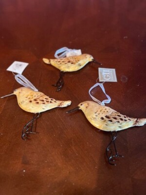 Gallery II Sandpiper Bird Christmas Ornaments With Ribbon Hanger Set Of 3 metal