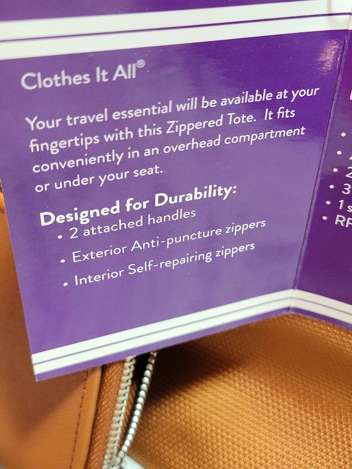 Joy Mangano Tuff Tech Nuevo Bolso de Mano de Cuero Marrón con Cremallera y Cartera de Cuero con RFID  Foto 3 de 4