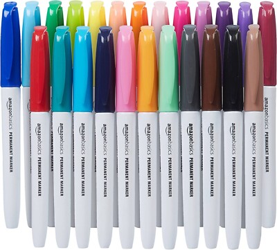 Amazon Basics - Permanent Marker, Sortiert, 24er-Packung