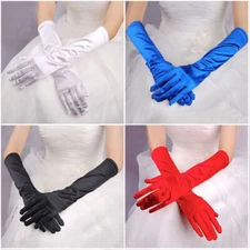 Women's Satin Long Gloves Opera Wedding Evening Party Prom Halloween Costume US