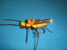 FLY FISHING FLIES - Yellow/Brown Foam TURKEY-WING HOPPER size #8 (6 pcs.)
