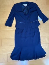 WITH JACKET daymor couture Navy two-piece dress original price $700 Size 10