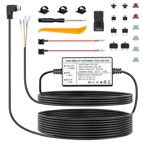 Mini USB Dash Cam Hardwire Kit 12V-24V to 5V 2.5A Car Charger Power Adapter-image