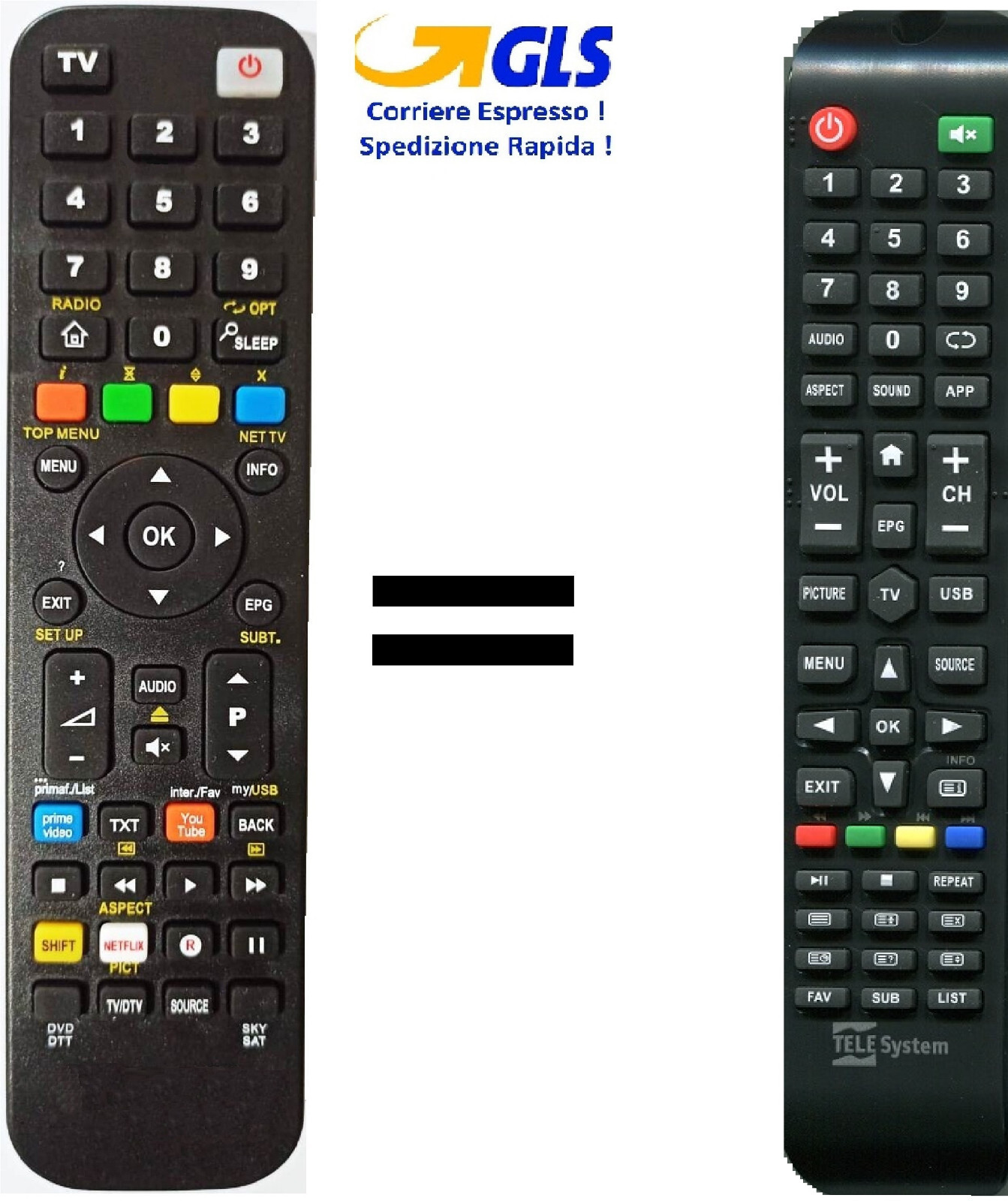 Telecomando gia' programmato per TV TELESYSTEM SMART