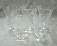 Vtg Glastonbury-Lotus Stem 3720-? Set of 5~5-3/8" Iced Tea Glass Footed Crystal