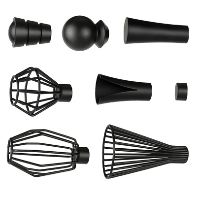 Gardinenstange Vorhangstange Endstücke 19mm  Schwarz Matt Design Industrial