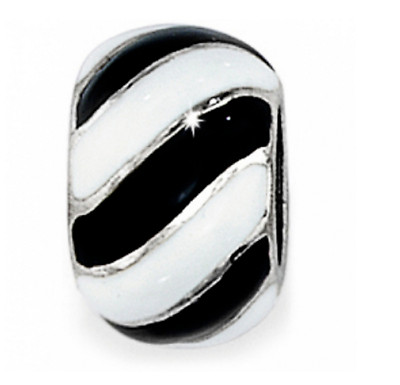 Brighton Candy stripes Bead J98371 Black & White Enamel -RETIRED! New