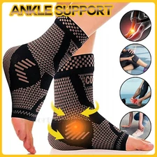 US Copper Ankle Support Brace Compression Sleeve Foot Pain Relief Jogging Sprain