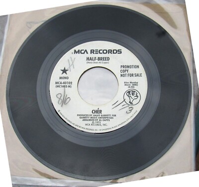 CHER 1973 MONO 45 WHITE LABEL PROMO COPY HALF-BREED b/w MELODY GOOD COND WOL