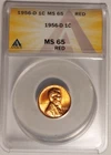 1956-D 1C Lincoln Wheat Cent MS-65 Red ANACS MS65 MS 65 Penny