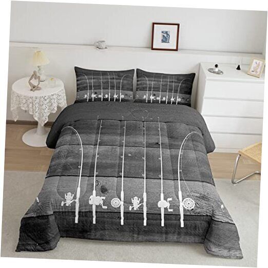 Fishing Quilt Fishing Pole Comforter Set Fishing Gifts for Queen Multi 36