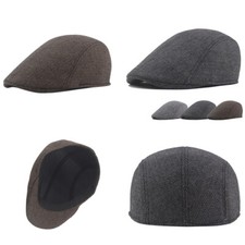 US 1 Pack Fineboy Hat Mens Herringbone Tweed Flat Ivy Gatsby Cap Stripe Cabbie