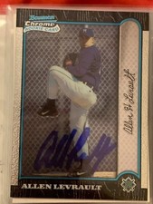 ALLEN LEVRAULT AUTOGRAPHED SIGNED 1999 BOWMAN CHROME CARD MILWAUKEE BREWERS COA