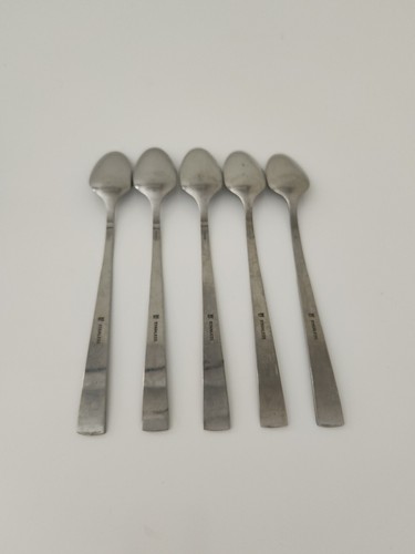 4 Vintage Stanley Roberts MATADOR Stainless MCM Black Textured long Teaspoons - Picture 4 of 6