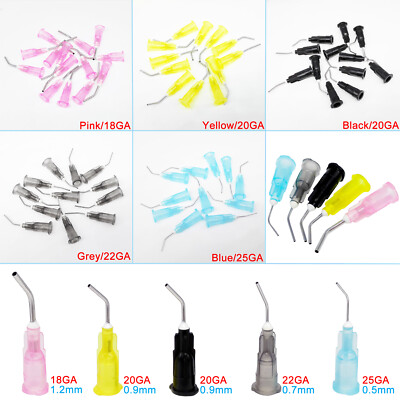 Dental Irrigation Pre Bent Needle Tips Flow Etch Composite Resin Acid Syringe