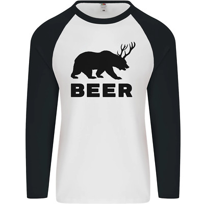 Beer Bear Lustig Tier Alkohol Herren L/S Baseball Maglietta
