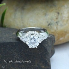 1.88CT Lab-Created Round Cut Diamond 14K White Gold Over Engagement Wedding Ring