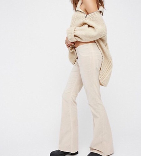 Corduroy Flares Cords Jeans Ivory 
