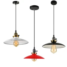 10''W Industrial Saucer Shade Ceiling Light Warehouse Chandelier Hanging Lamp