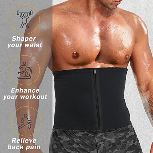 Herren Taillenschneider Saunagürtel Schweiß Body Shaper Fatburner Shapewear Band Wrap - Bild 7 von 25