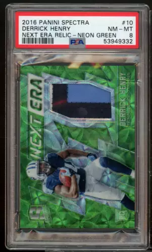 Derrick Henry Rookie 2016 Panini Spectra Next Era Relic Neon Green #10 PSA 8