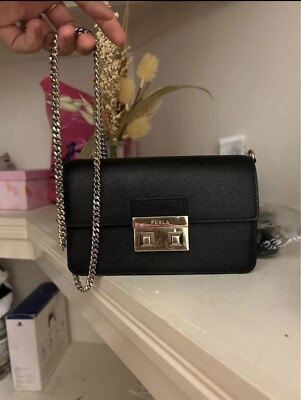 Furla Bella Mini Women's Crossbody Leather Shoulder Bag Black