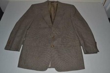 HART SCHAFFNER MARX HSM BROWN GRAY PLAID 2 BUTTON BLAZER JACKET MENS SIZE 40R
