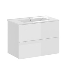 Badmöbel-Set Izan Weiß Hochglanz modern Waschtischunterschrank Waschbecken Vicco