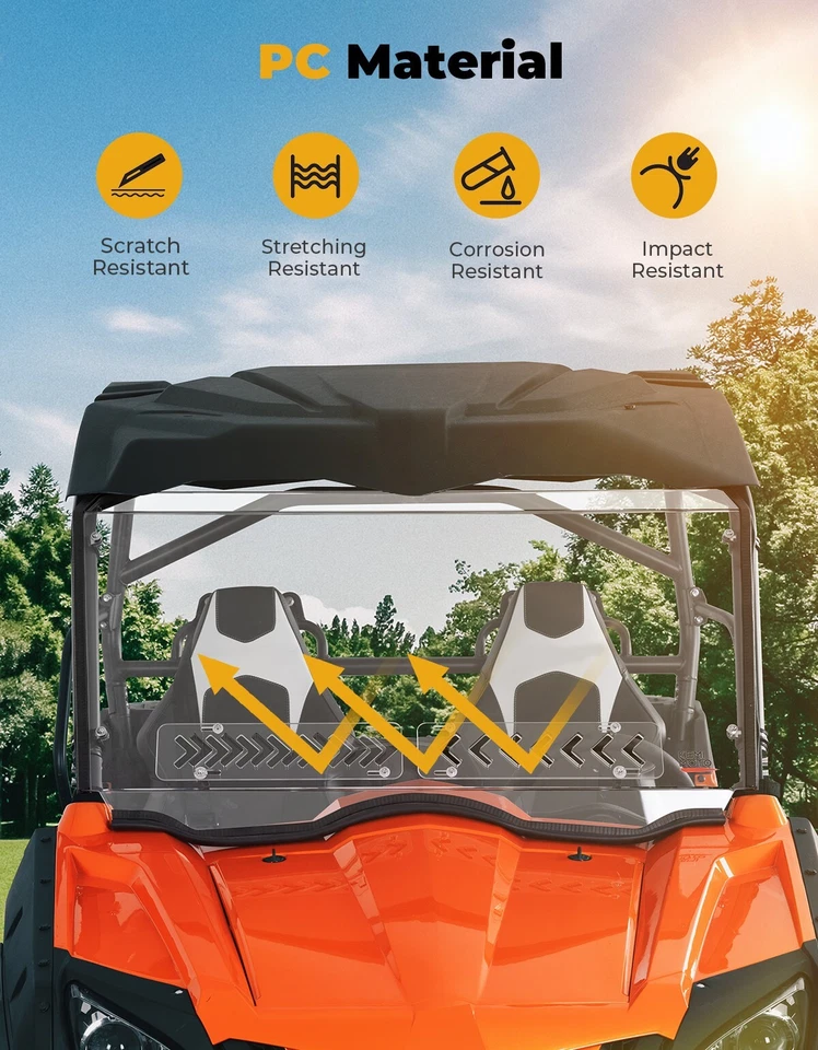 Parabrisas delantero ventilado UTV para 2014-2022 CF-Moto ZFORCE 500 800 Trail dirección asistida eléctrica 1000 Foto 4 de 4