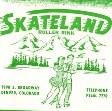 1950s Skateland Roller Skating Rink Sticker 1990 Broadway Denver Colorado #1