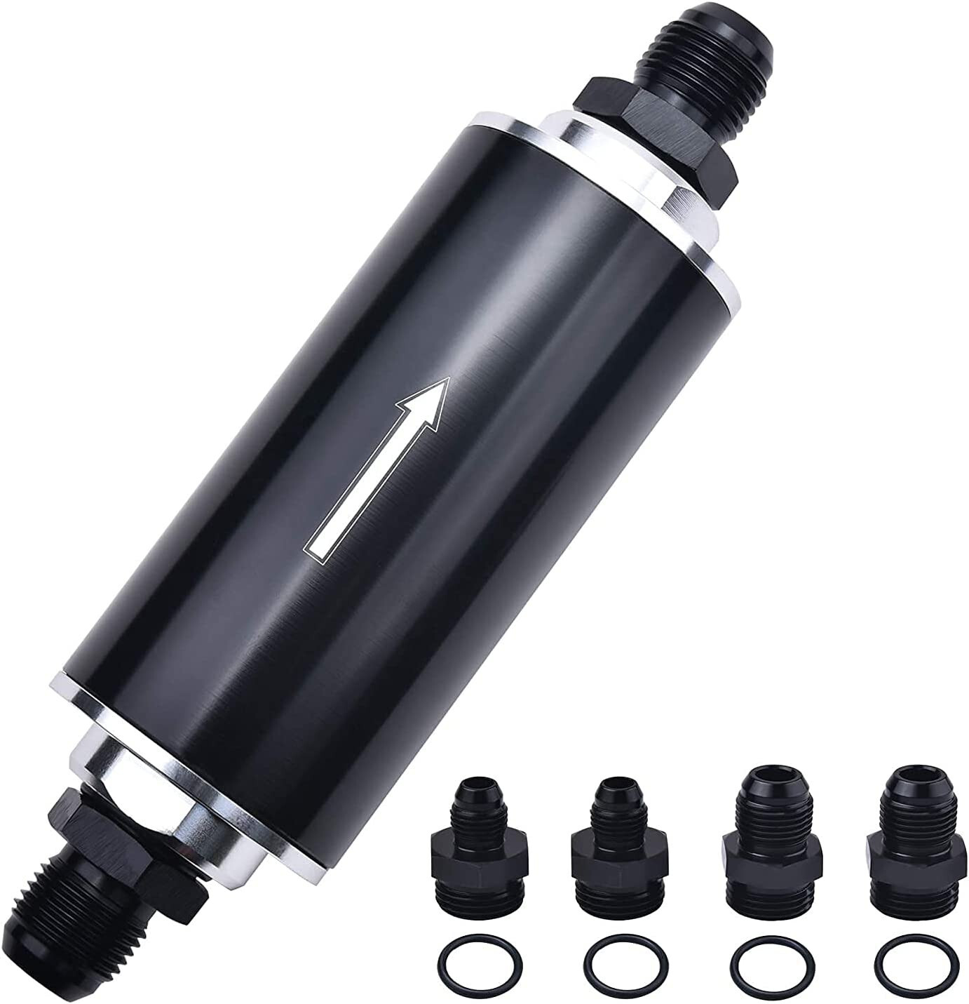 Hiwowsport Inline 100 Micron Fuel Filter 6AN 8AN 10AN Adapter Universal