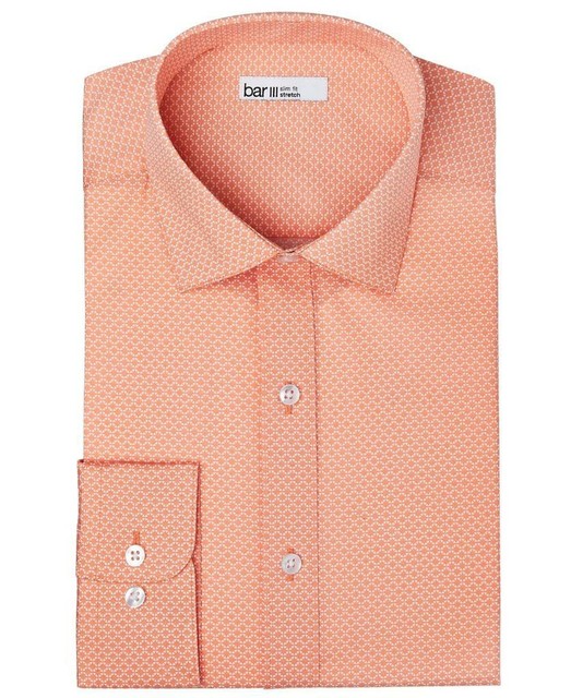 Bar III Mens Dress Shirt Orange Size 