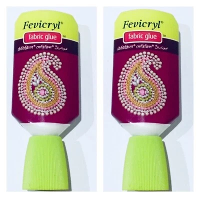FEVICRYL 2 X FABRIC GLUE STRONG ADHESIVE BOND TEXTILE HAMMING NO STITCH 30ML SEWING