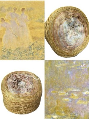 600g Metallic Linen Lyocell Cotton Tencel Yarn Sultan Ombre Cake Yarn Gold 3000m