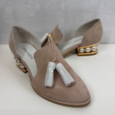 Jeffrey Campbell 'Civil' Pearly Heeled d'Orsay Loafers Pink Suede 6 NWOT
