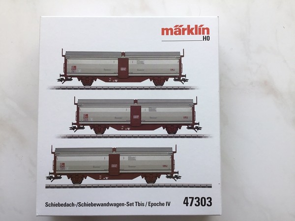 Märklin 47303, 3Tlg. Set Schiebedach-/Schiebewandwagen SJ In OVP H0 NEU-image