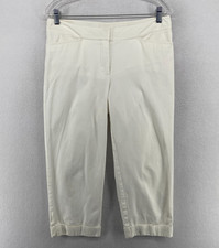 EILEEN FISHER Pants S Organic Cotton Stretch Twill Cropped Chino Cuffed White