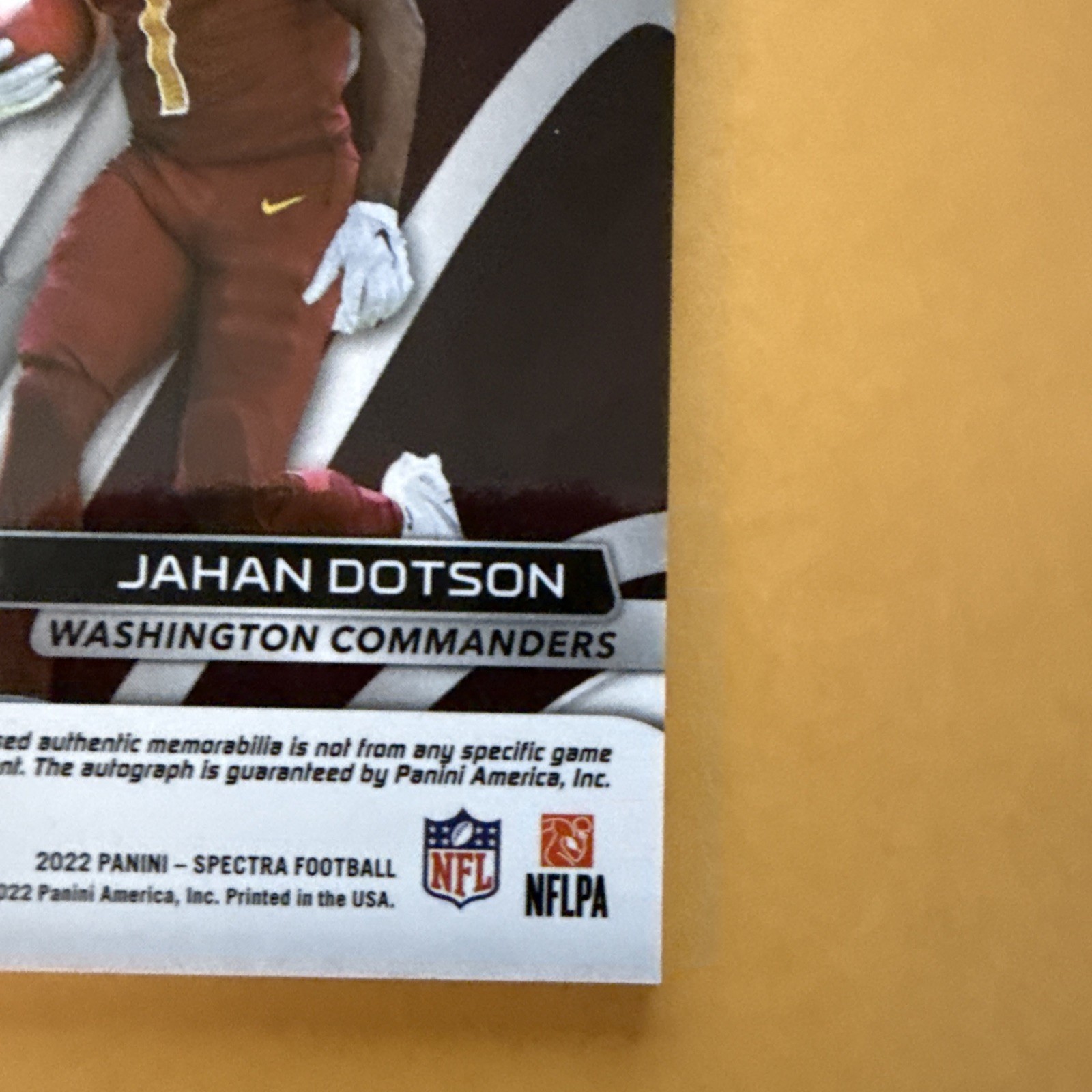 2022 Spectra - Rookie Patch Auto Jahan Dotson   /99 (Bijan Robinson) Falcons view 10