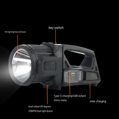 Tragbare Solar für taschenlampe P50 30W Fluter 4500mAh 500m Leuchtweite