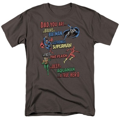 DC Comics Justice League Dad Hero T-Shirt Kurzarm Herren Unisex Grau