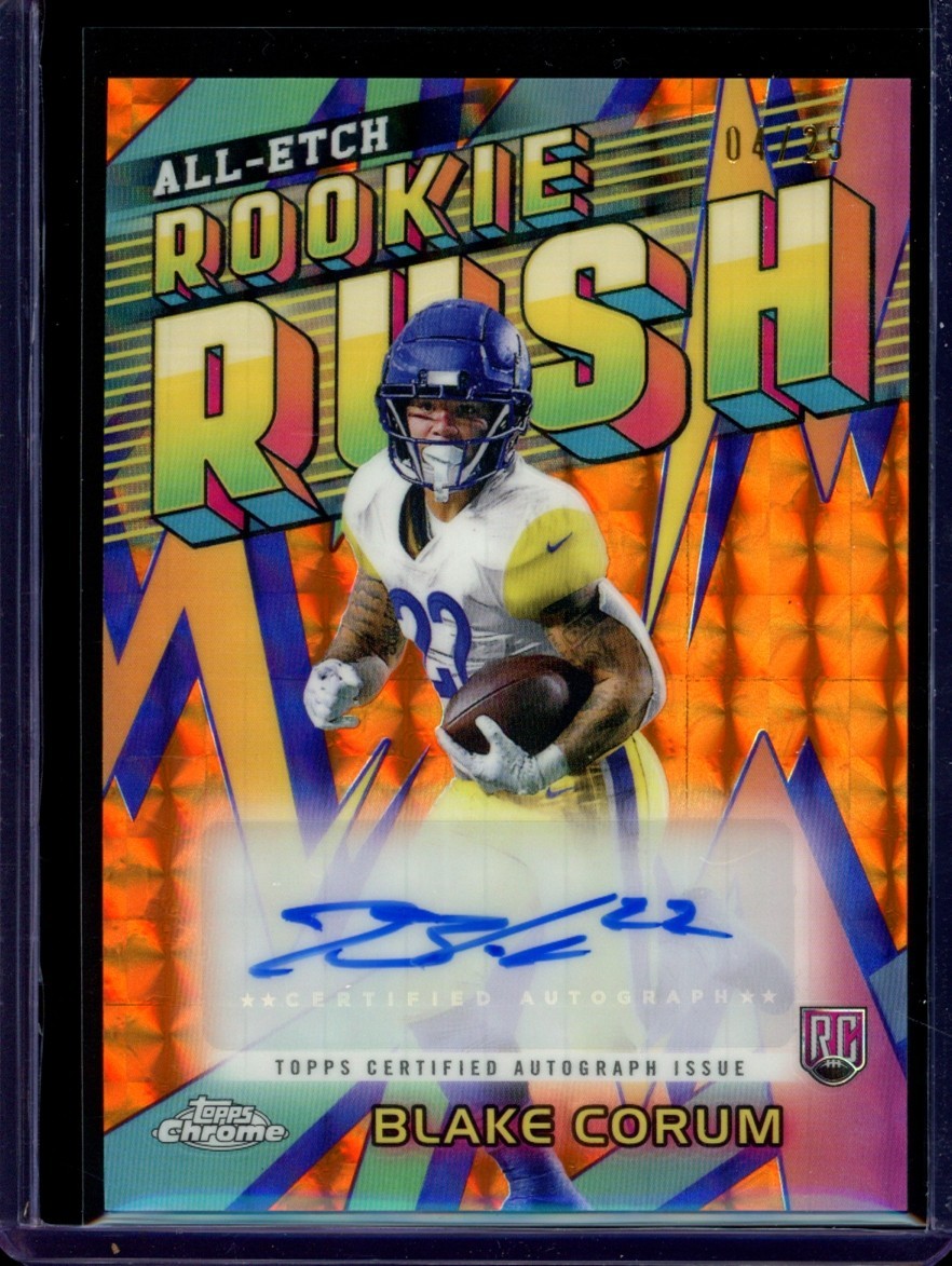 Blake Corum Topps Chrome All-Etch Rookie Rush Autographs #RRABC Orange Geometric