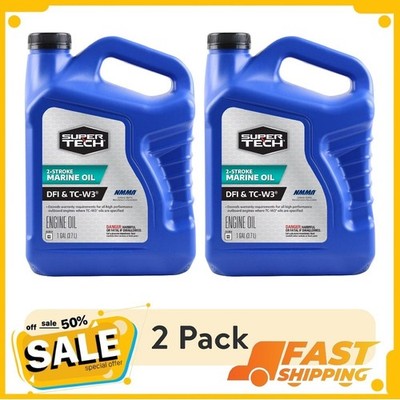 (2 pack) Super Tech TC-W3 Outboard 2 Cycle Engine Oil, 1 Gallon