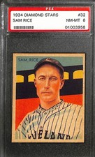 1934-36 Diamond Stars #32 Sam Rice PSA 8 NM-MT 01003958 