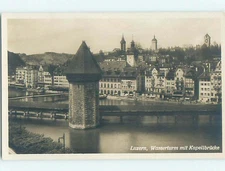 old rppc BUILDINGS ALONG WATER Lucerne - Luzern Switzerland : clearance HM1752