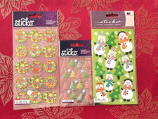 3 PKGS STICKO CHRISTMAS FOIL  PUFFY STICKERS - FREE SHIPPING