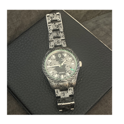 #ad #ad Montres Prestige ONE LOVE X Automatic Men#x27;s Steel Watch 40.5mm Cannabis Engraved $1000.00