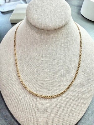Vintage 14k Gelbgold Figaro Gliederkette Halskette 18'' lang Y2K Lagenlook