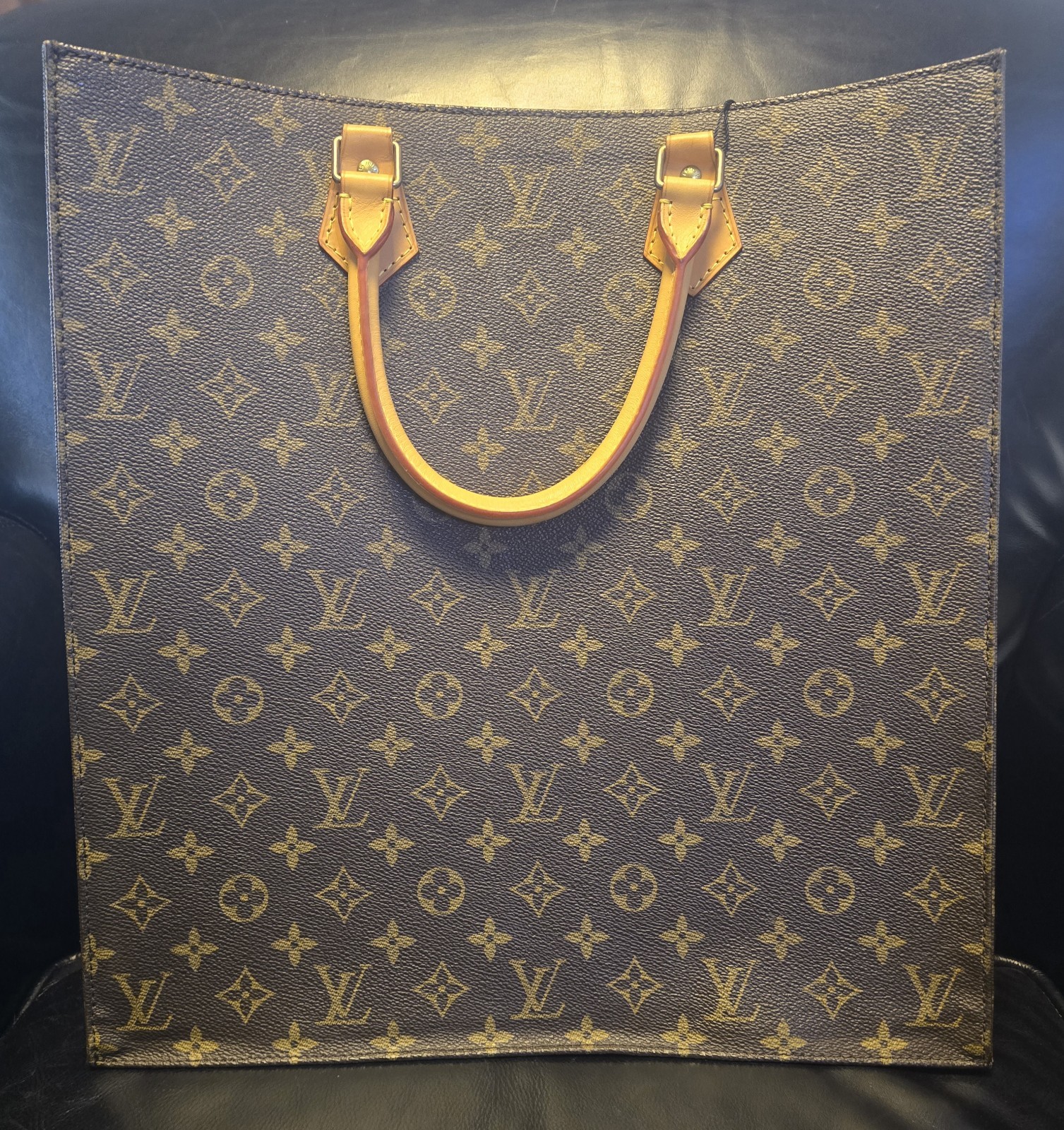 Louis Vuitton Monogram Sac Plat Bag Brown Beige with Inner Pockets