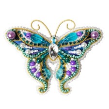 Bead Jewelry Making Kit "Butterfly" Beading Pendant Beadwork Vintage Necklace