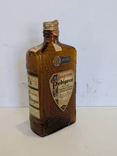 1929 Seagram's Pedigree Straight Rye Whiskey Amber Glass Bottle